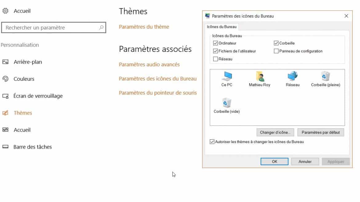 Retrouver les icônes classique de votre bureau sur Windows 10 5