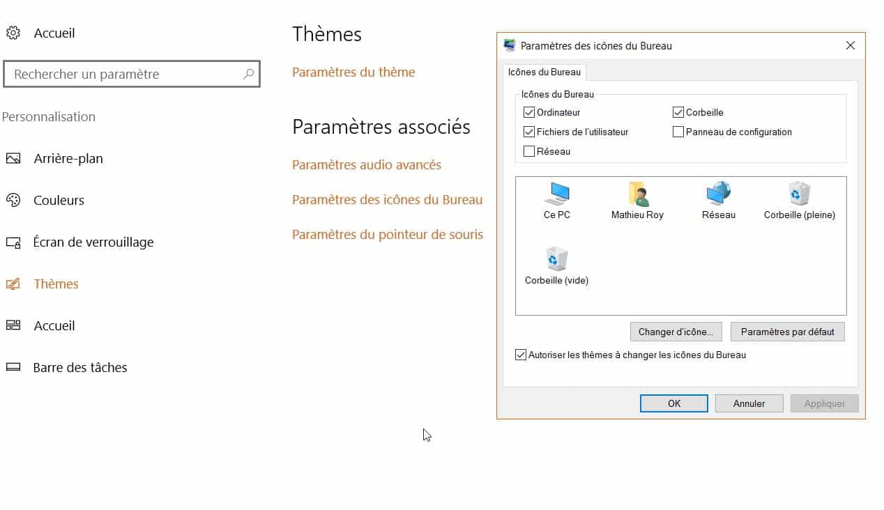 Retrouver les icônes classique de votre bureau sur Windows 10 1